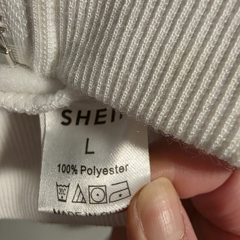 SHEIN Ribbed White Zip-Up Jacket - Picture 2 of 3